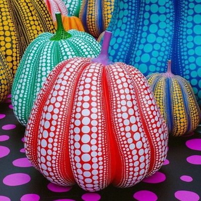 Yayoi Kusama-inspired polka dot pumpkin paintings