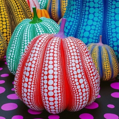 Yayoi Kusama-inspired polka dot pumpkin paintings 2
